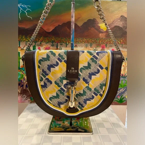 L.A.M.B Love Angel Music Baby Shoulder Signature Canvas Leather Purse, SMALL - Picture 2 of 13